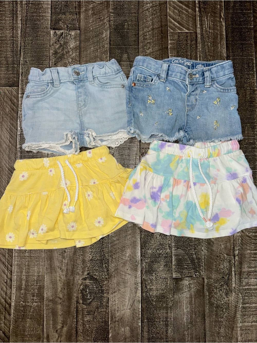 Cat & Jack Light Blue Denim Shorts and Skirt Set - Kids Bundle!